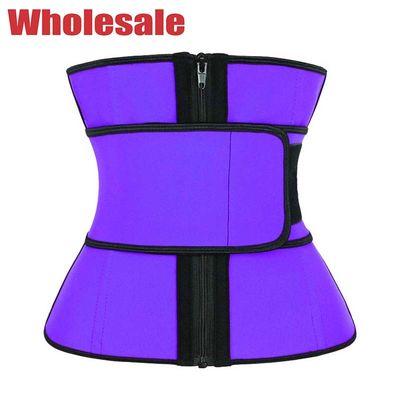 OEM Purple Single Belt Latex Hourglass Waist Trainer With Zipper
