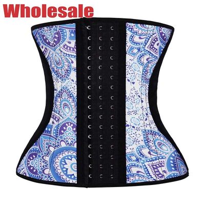 Blue Floral Print 3 Rows Of Hook Waist Trainer Lower Belly Pooch Winter Use