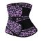 Purple Leopard Latex Zipper Waist Trainer Double Strap Plus Size Underbust Corset