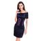 Polyester 2XL Embroidered Corset Bandage Dress Black And Purple