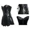 Customized 3XL Black Leather Corset Dress Plus Size Ergonomic Design